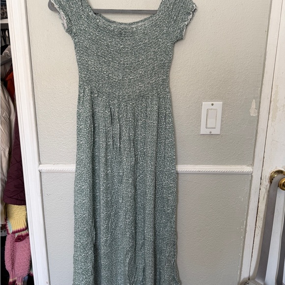 Smocked Short Sleeve Maxi Dress in Sage Green - Picture 2 of 2